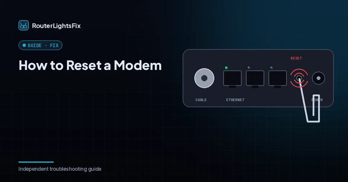 Reset button on the back of a cable modem