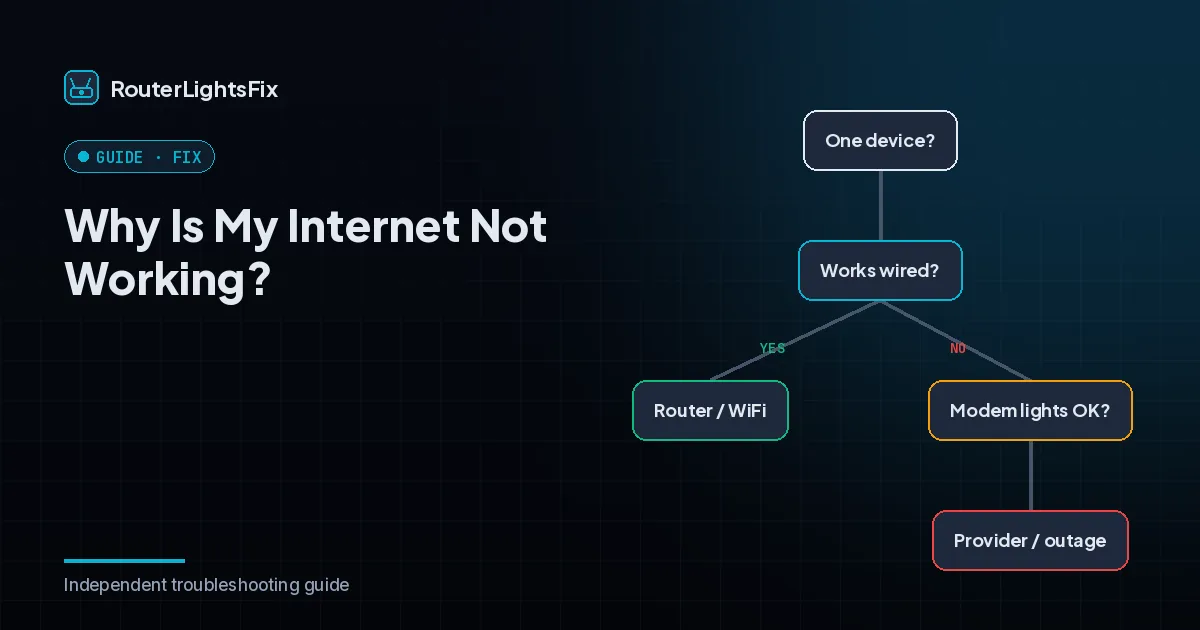 Flowchart to find whether the device, router, modem or provider is the problem
