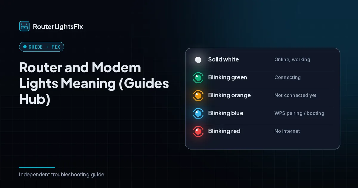 Chart of common router and modem light colors and what they mean