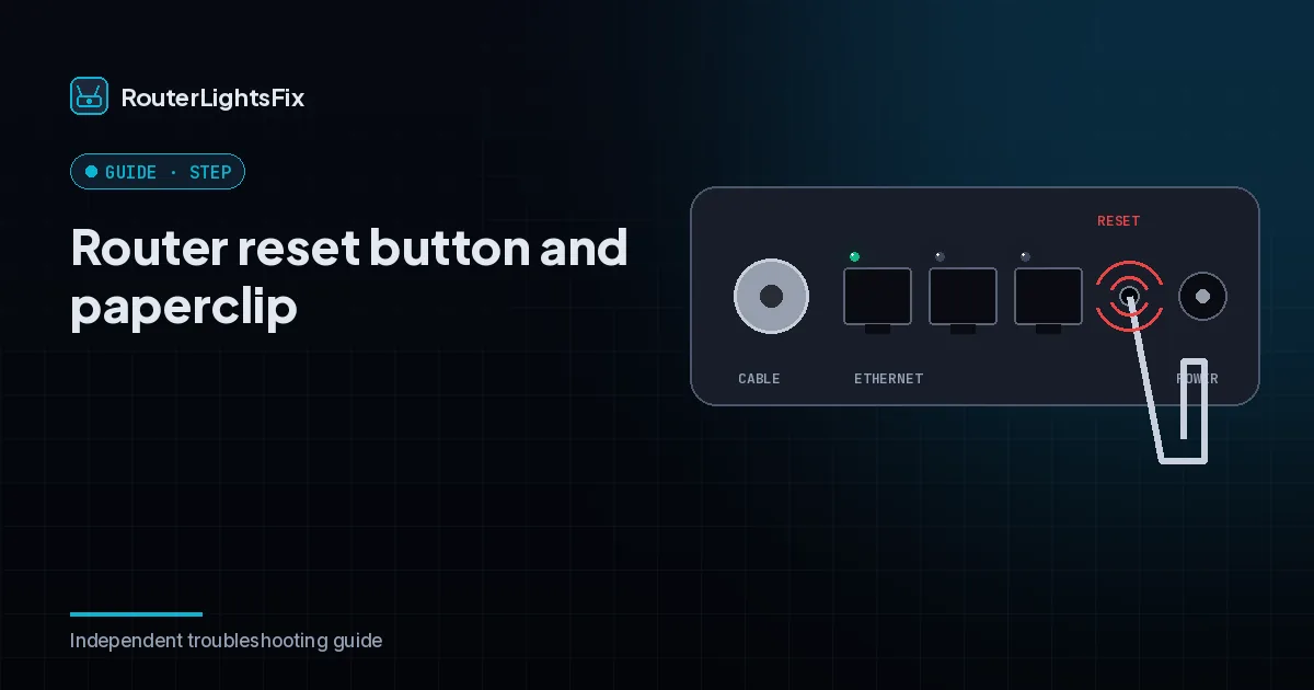 Pressing a router reset button with a paperclip