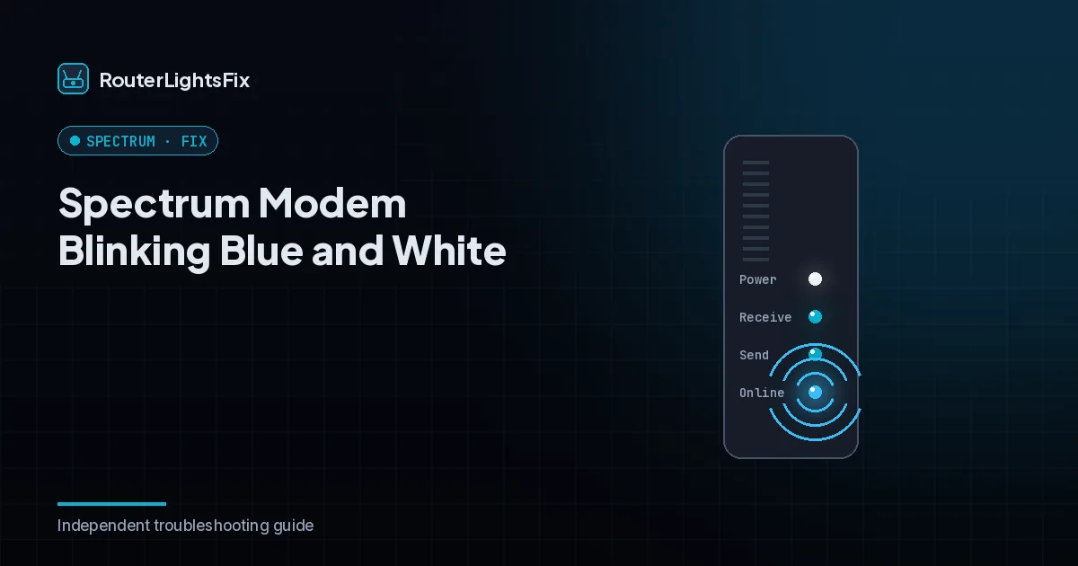 Spectrum modem with the Online light blinking blue and white