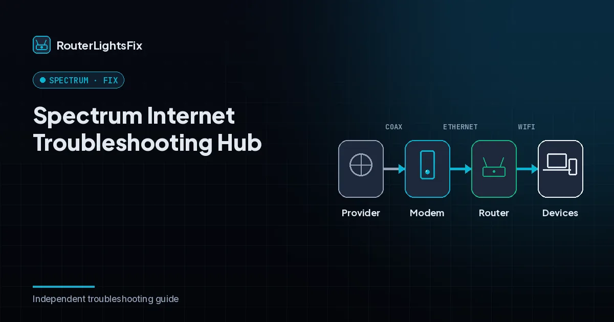 Diagram showing the coax cable, Spectrum modem, Ethernet cable and router