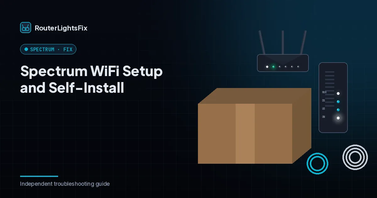 Spectrum self-install kit with modem, router, cables and power adapters